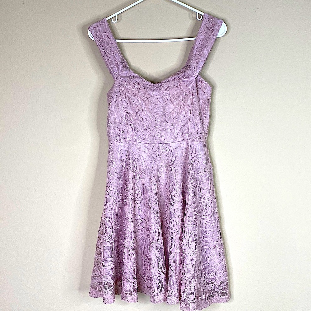 Papaya | Lace Flare Mini Dress | L